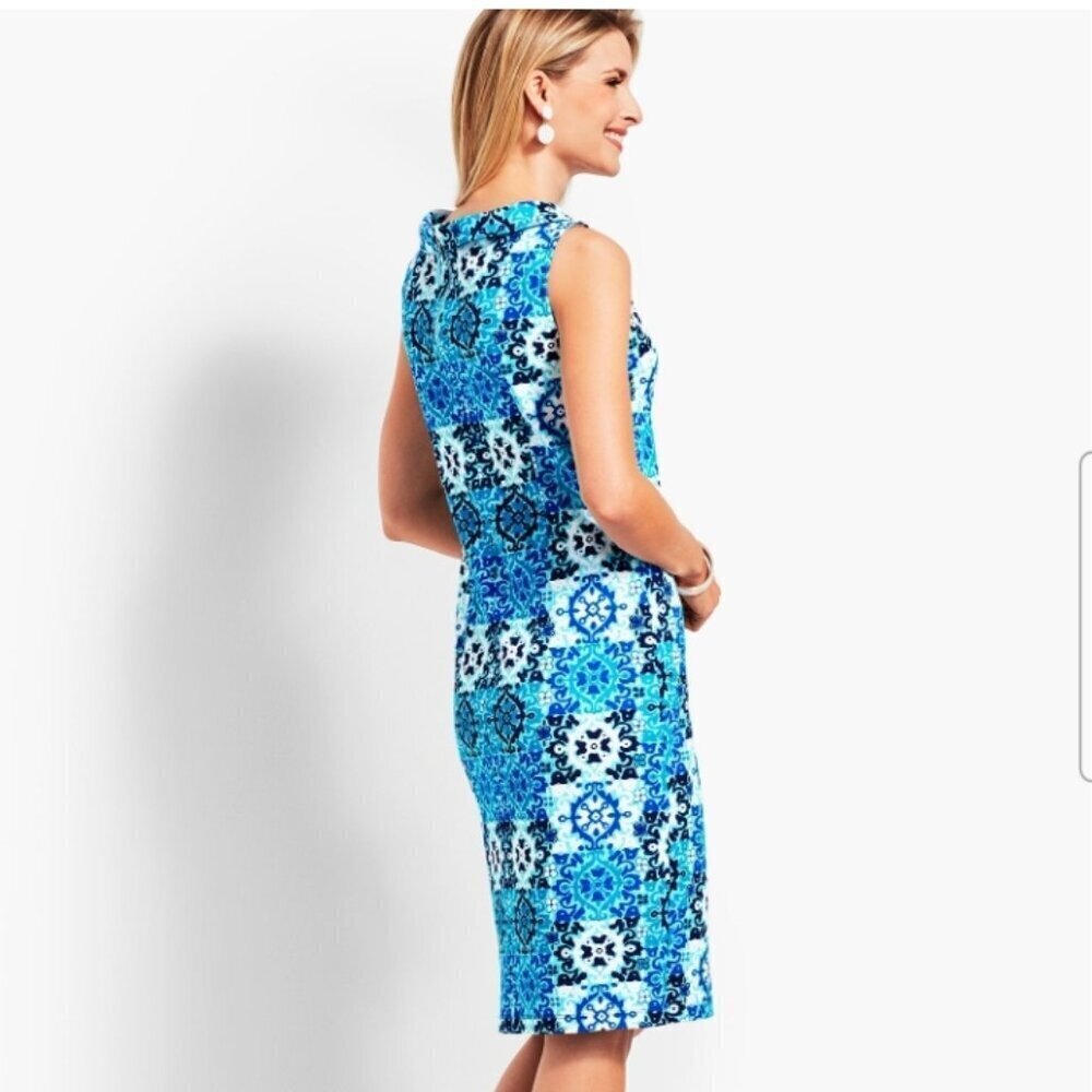Talbots Audrey-Neck Medallion Tile Interlock Sleeveless Shift Dress Size XLG - Picture 2 of 11
